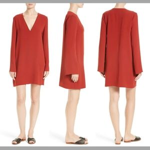 NWT Theory Ulyssa Admiral Crepe Shift Dress in Red‎ Oak [SZ Small ]